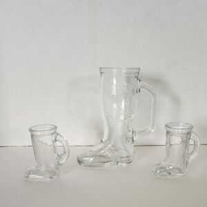Source Unknown Clear Glass Boot Mug Trio